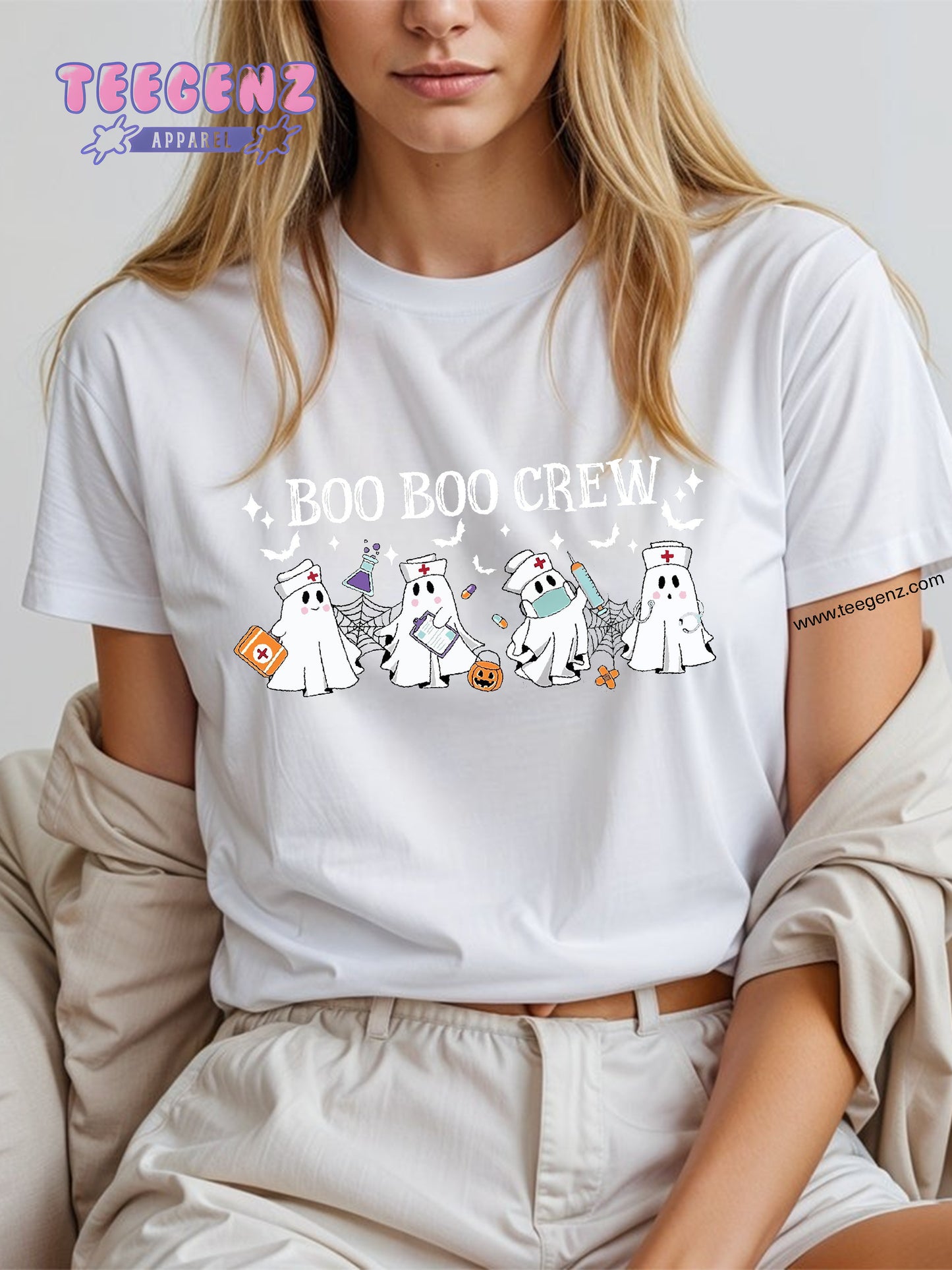 Comfort Colors Halloween Nurse Shirt, Boo Boo Crew Shirt, Halloween Nursing Shirt, Funny Halloween T-Shirt,Cute Nurse Shirt,Ghost Nurse Tees TGPR40