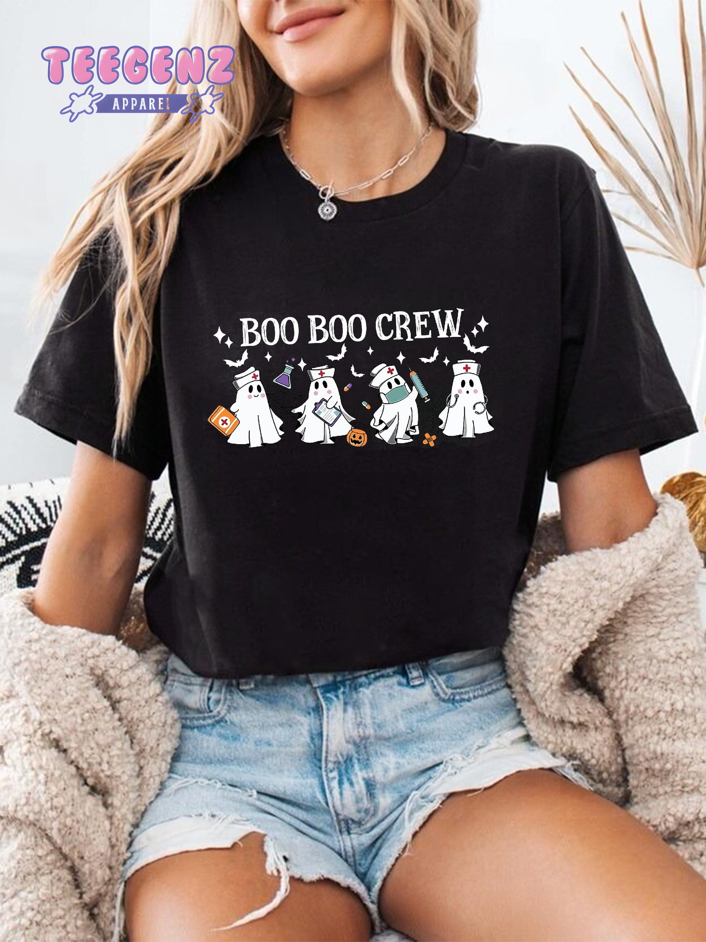 Comfort Colors Halloween Nurse Shirt, Boo Boo Crew Shirt, Halloween Nursing Shirt, Funny Halloween T-Shirt,Cute Nurse Shirt,Ghost Nurse Tees TGPR40