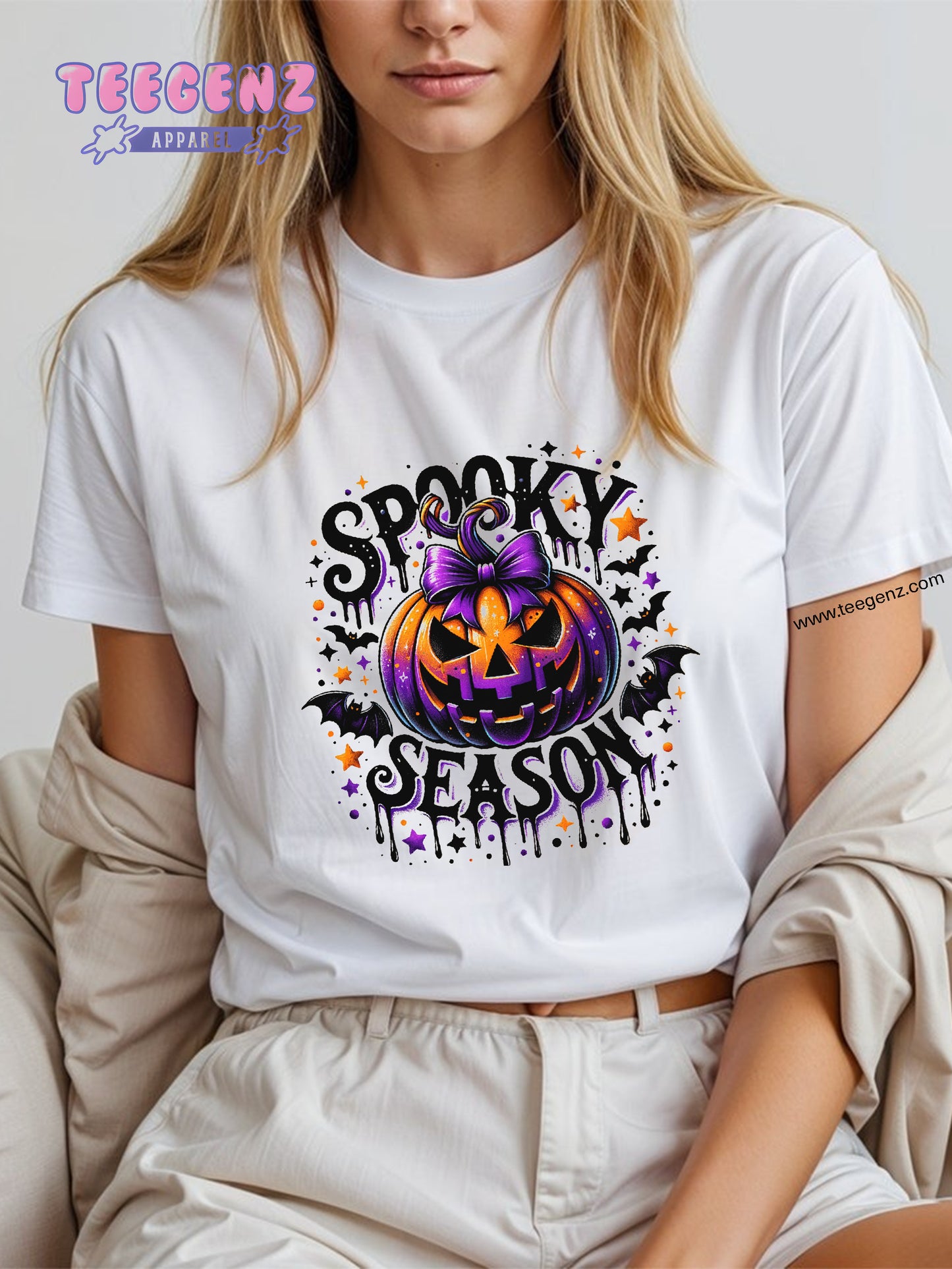 Comfort Colors Spooky Season Halloween T-Shirt, Pumpkin Graphic Tee, Spooky Bat Shirt, Fall Holiday Apparel, Halloween Costume Top, Halloween Party Shirt, Trick or Treat Shirt TGPR42