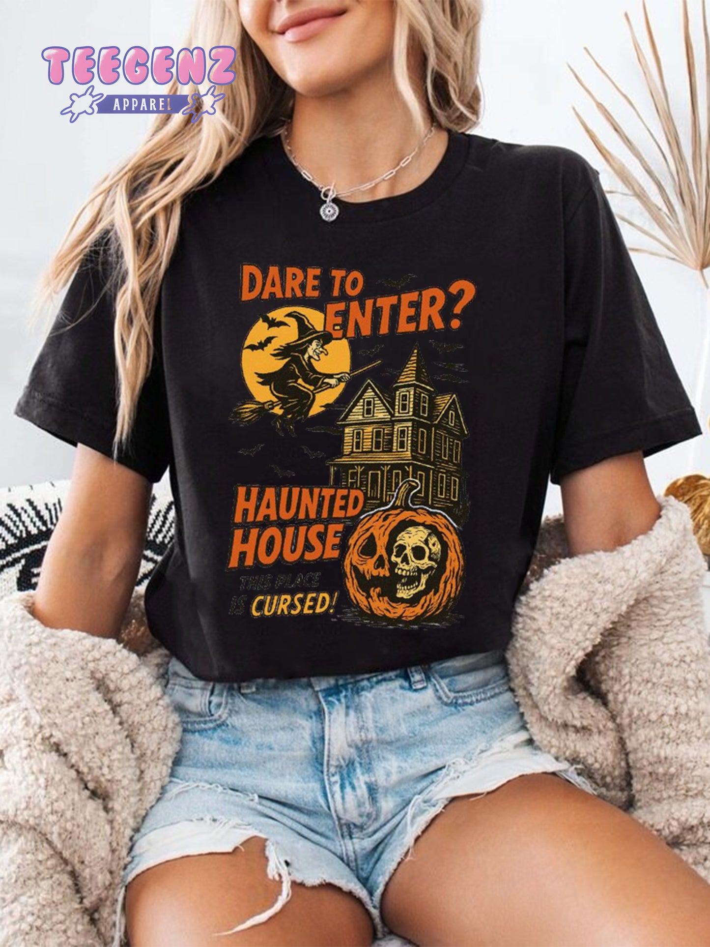 Comfort Colors Dare to Enter Halloween Shirt, Horror Shirt, Horror Night Shirt, Trendy Halloween, Vintage Halloween Shirt, TGPR48