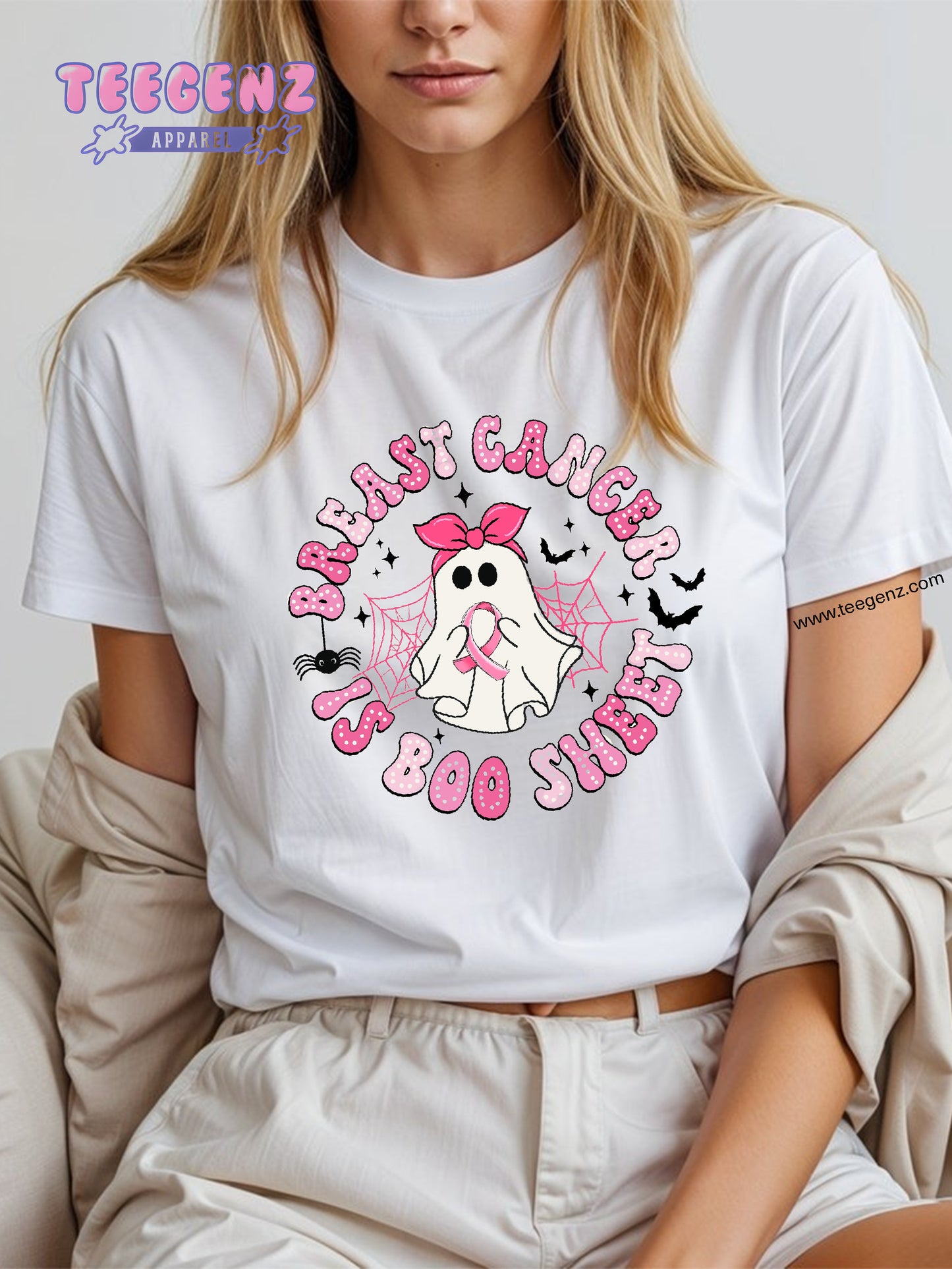 Breast Cancer is Boo Sheet Comfort Colors T-Shirt, Retro Breast Cancer T-Shirt, Cool Ghost Shirt, Cute Halloween Shirts, Halloween Clothing, TGPR36