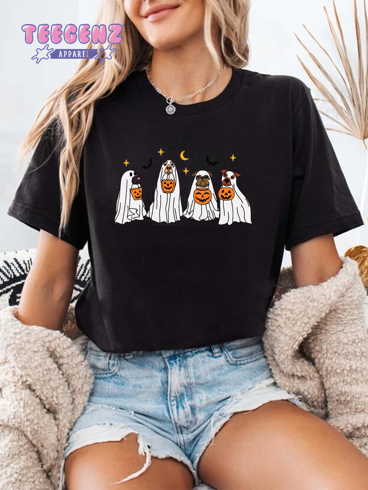 Comfort Colors Halloween T-Shirt, Сute Ghost Dog, Halloween Shirt, Ghost T-shirt, Dog Lovers T-Shirt, Halloween Dog T-shirt, Spooky Season TGPR39