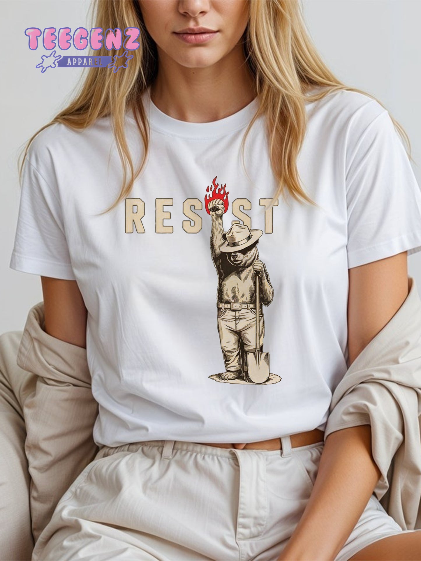 Smokey Bear Resist Shirt, Environmental Activism Tee, National Park Shirt, Protect Our National Parks Shirt, Parks Over Profit Granola Girl. TGPR09