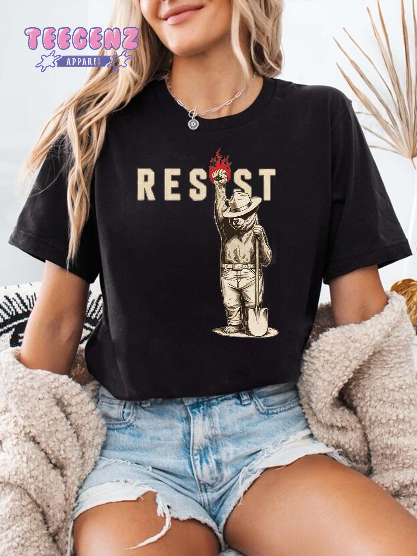 Smokey Bear Resist Shirt, Environmental Activism Tee, National Park Shirt, Protect Our National Parks Shirt, Parks Over Profit Granola Girl. TGPR09