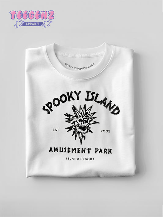 Comfort Colors Spooky Island Amusement Park T-Shirt, Halloween Skull Graphic Tee, Vintage Resort Shirt, Spooky Theme Park Design, Halloween Party Apparel TGPR53