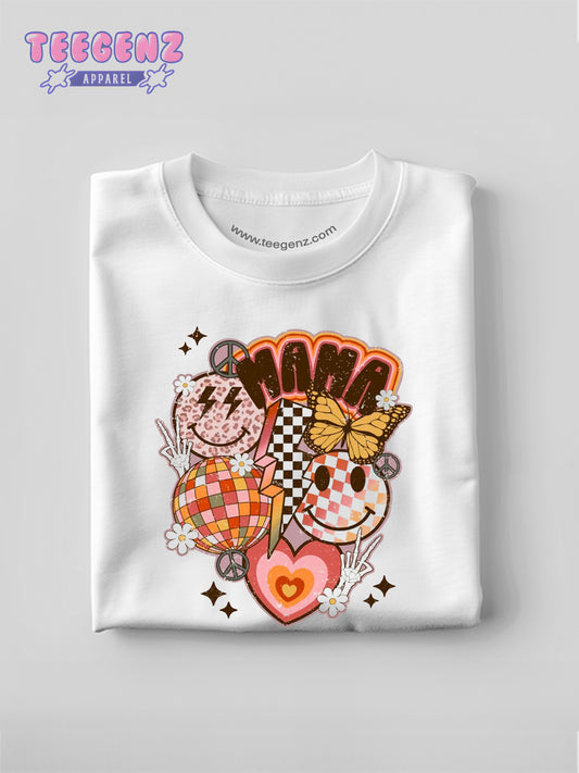 Smiley Face Mama Shirt, Mama Flower Shirt, Mother's Day Shirt, Mama Shirt, Shirt for Mom for Mother's Day. TGPR01
