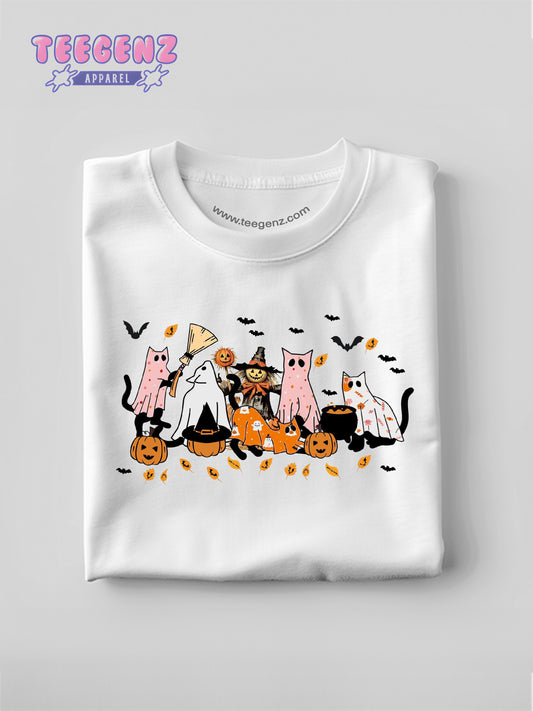 Black Cat Halloween Comfort Colors, Ghost Cat T-Shirt, Cool Ghost Shirt, Cute Halloween Shirts, Halloween Clothing, TGPR34